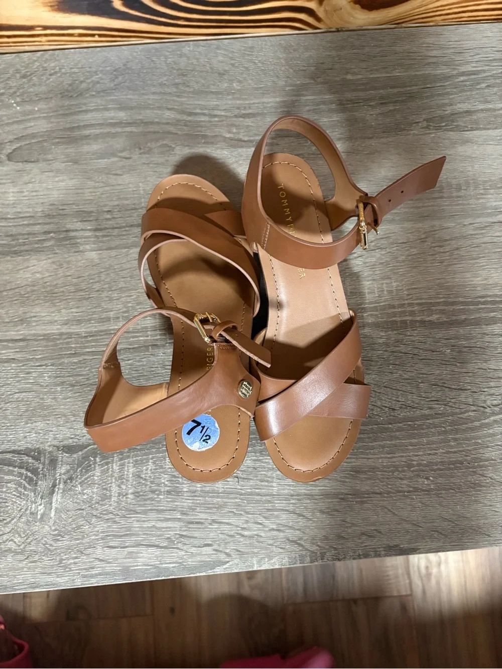 Tommy Hilfiger Brown Platform Sandal with Ankle Strap
